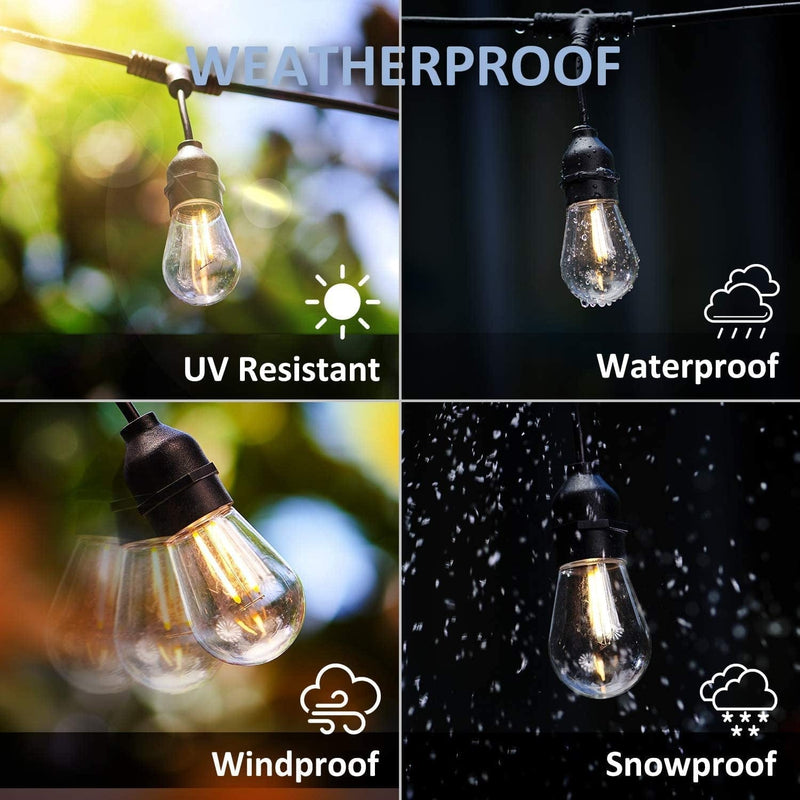XMCOSY+ Outdoor String Lights, 98 Ft Smart Patio Lights LED String Lights, 30 Dimmable Edison Shatterproof Bulbs, Wifi Control, Work with Alexa, Waterproof String Lights for outside Bistro Porch Home & Garden > Lighting > Light Ropes & Strings XMCOSY+   