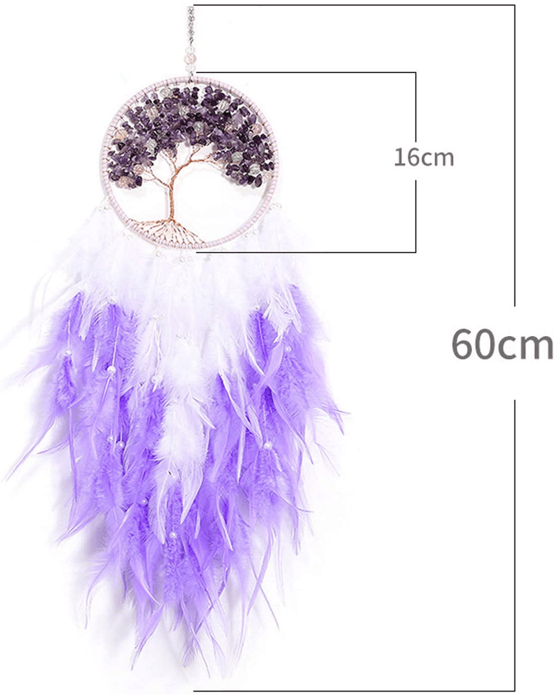 XMSJSIY Tree of Life Dream Catcher,Dream Catcher,Large Handmade Feather Mobile Wall Hanging Decor for Bedroom Dorm Room Decorations Home Ornament Birthday Festival Craft Gift (Purple) Home & Garden > Decor > Seasonal & Holiday Decorations& Garden > Decor > Seasonal & Holiday Decorations XMSJSIY   