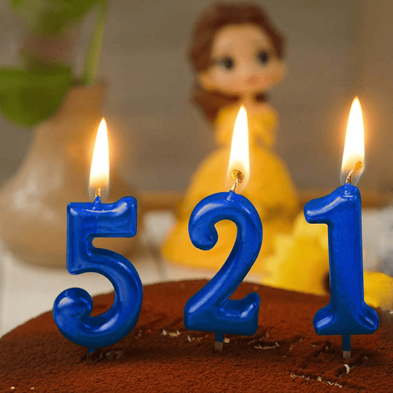 XNOVA 10 Pieces Blue Number Candles Numbers Number 0-9 Champagne Candle Glitter Happy Birthday Numeral Cake Topper Decoration for Adults/Kids Party Old Birthday Candle Home & Garden > Decor > Home Fragrances > Candles XNOVA   