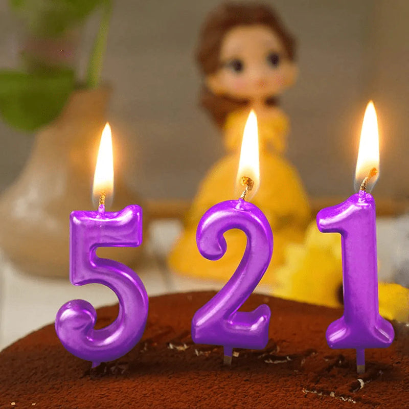 XNOVA 3rd Birthday Candle Three Years Purple Happy Birthday Number 3 Candles for Cake Topper Decoration for Party Kids Adults Numeral 30 23 37 33 13 Home & Garden > Decor > Home Fragrances > Candles XNOVA   