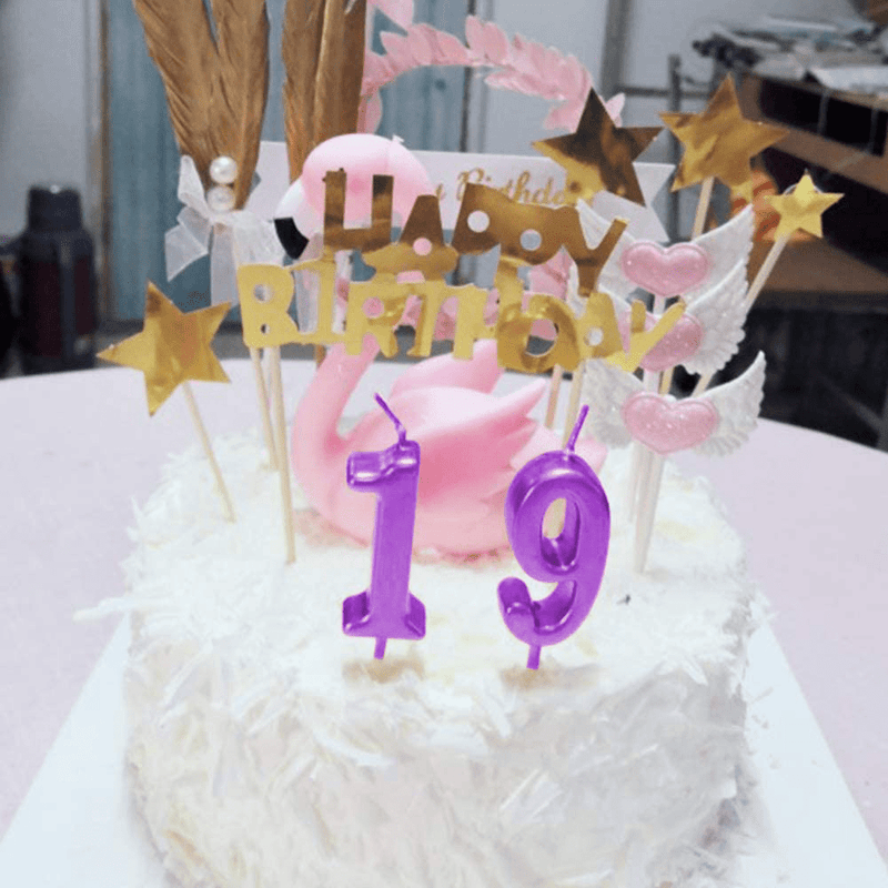 XNOVA 3rd Birthday Candle Three Years Purple Happy Birthday Number 3 Candles for Cake Topper Decoration for Party Kids Adults Numeral 30 23 37 33 13 Home & Garden > Decor > Home Fragrances > Candles XNOVA   