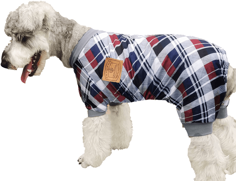 XPUDAC 4 Pack Dog Pajamas for Small Dogs Cats Plaid Dog Clothes Puppy Onesies Dog Christmas Pajamas Puppy Jumpsuits Pet Pjs Shirt Apparel Animals & Pet Supplies > Pet Supplies > Dog Supplies > Dog Apparel XPUDAC   
