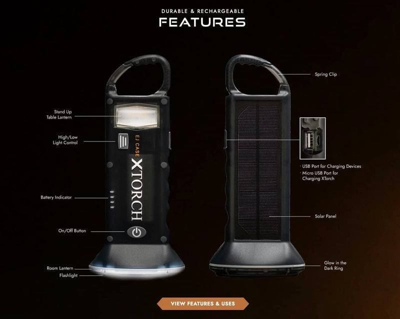 Xtorch Led Rechargeable Flashlight, Portable Solar Charger - Camping Lantern Flashlight, Solar Lanterns for Power Outages - Hiking Accessories, Solar Emergency Flashlight Hardware > Tools > Flashlights & Headlamps > Flashlights EJ CASE   