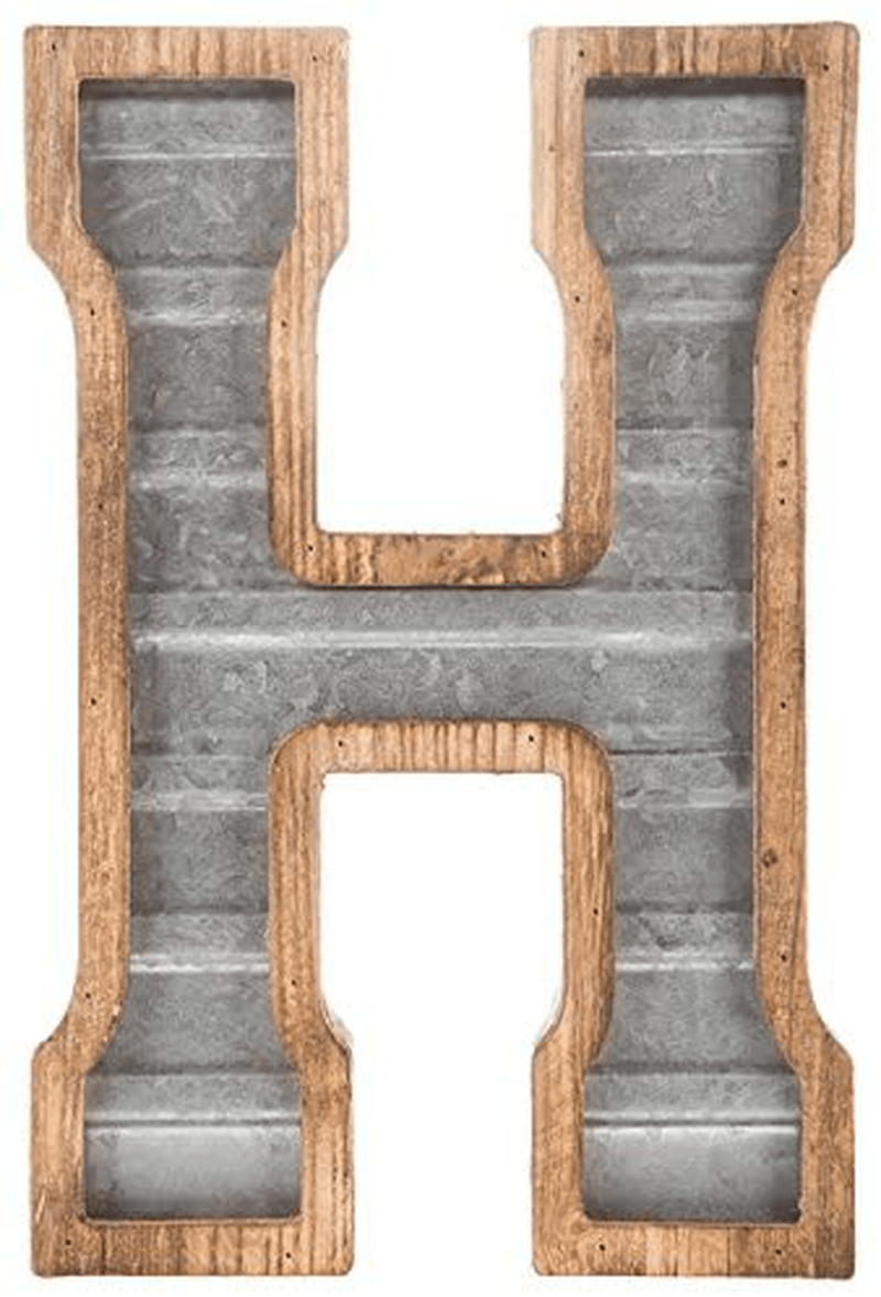 XXL 14" Galvanized Metal and Wood Industrial Home and Business Wall Letters Monogram Letter H Home & Garden > Decor > Artwork > Sculptures & Statues Generic H  