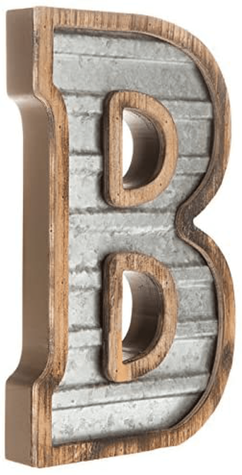 XXL 14" Galvanized Metal and Wood Industrial Home and Business Wall Letters Monogram Letter H Home & Garden > Decor > Artwork > Sculptures & Statues Generic B  