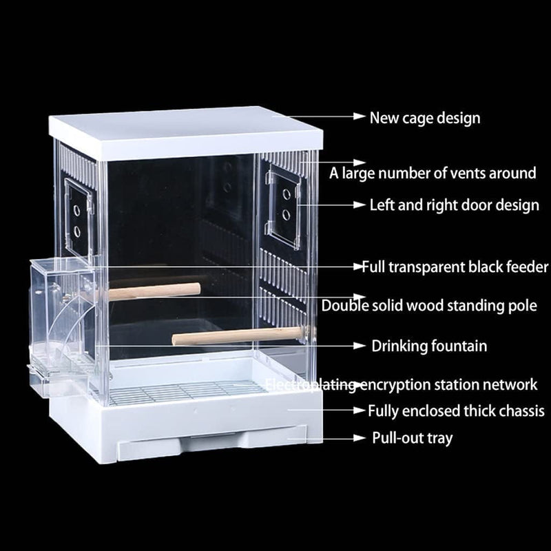 XXSLY Creative Birdcage Bird Cage Transparent Acrylic Bird Breeding Box Mating Box Bird Cage House Nest Box with Feeding Bowl for Parrot 18.8In Bird Cage Accessories (Color : Black) Animals & Pet Supplies > Pet Supplies > Bird Supplies > Bird Cages & Stands XXSLY   