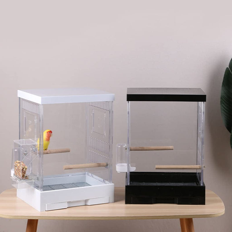 XXSLY Creative Birdcage Bird Cage Transparent Acrylic Bird Breeding Box Mating Box Bird Cage House Nest Box with Feeding Bowl for Parrot 18.8In Bird Cage Accessories (Color : Black) Animals & Pet Supplies > Pet Supplies > Bird Supplies > Bird Cages & Stands XXSLY   