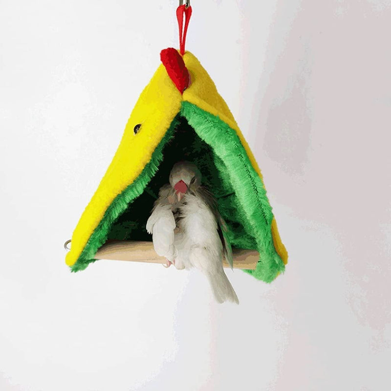 XXSLY Creative Birdcage Bird Plush Hut Tent Nest Stand,Winter Parrot Bed Sleep Parakeet Cage Birdcage Hanging Warm Birdhouse for Small Birds-Green Bird Cage Accessories Animals & Pet Supplies > Pet Supplies > Bird Supplies > Bird Cages & Stands XXSLY   