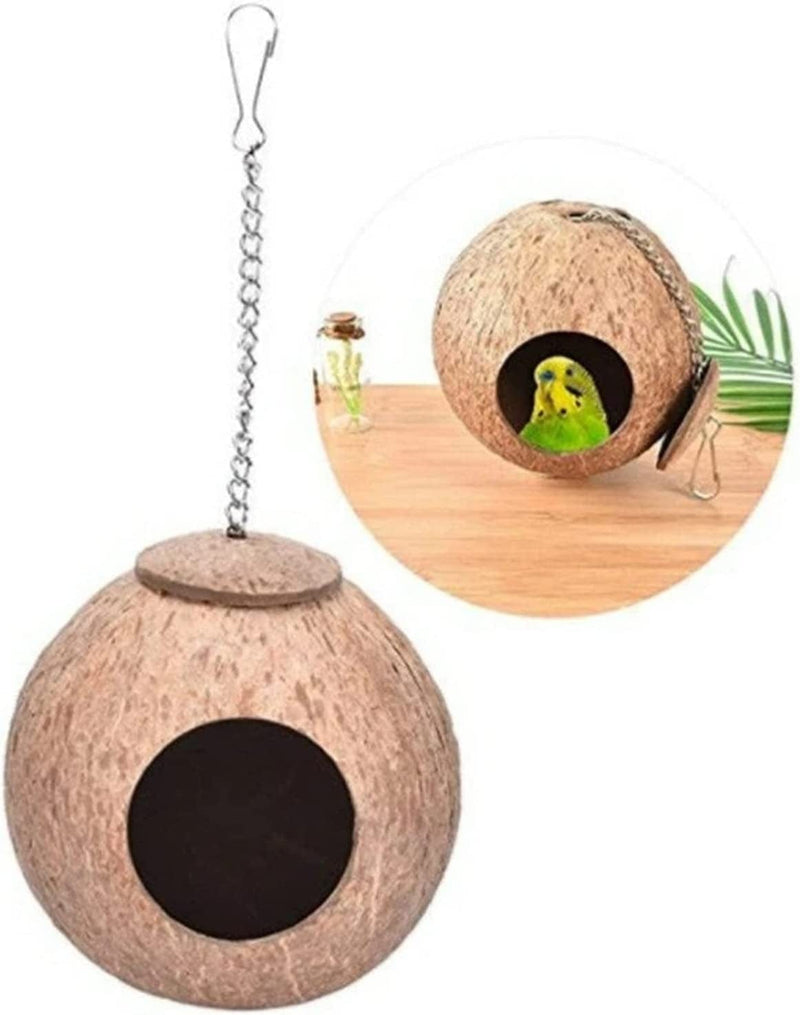 XXSLY Creative Birdcage Coconut Shell Bird Cages with Climb Ladder House Cage Nest Hanging Toys for Parrot Parakeet Lovebird Finch Canary Bird Cage Accessories (Color : Polish) Animals & Pet Supplies > Pet Supplies > Bird Supplies > Bird Cages & Stands XXSLY   