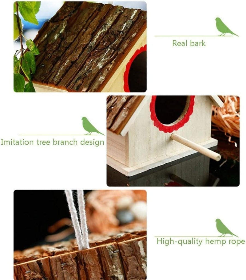 XXSLY Creative Birdcage Creative Wall-Mounted Wooden Outdoor Nest Bird House Bird Cage Nest Pet Supplies Bird Cage Accessories