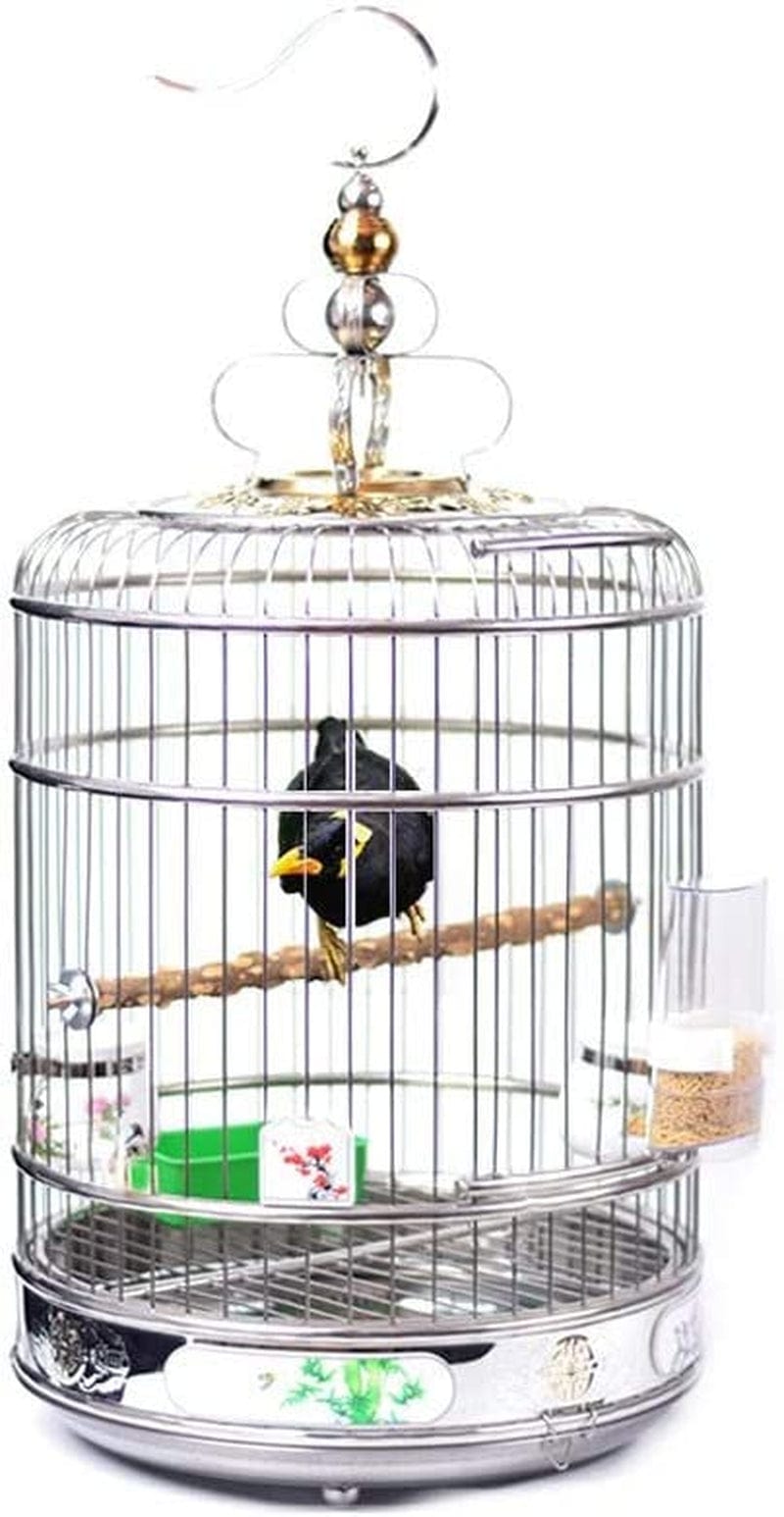 XXSLY Creative Birdcage round Hollow Bird Nest Stainless Steel Hanging Bird Cage Parrot Canary Small Animal Bird Cage Perched Bird Cage Accessories (Size : M) Animals & Pet Supplies > Pet Supplies > Bird Supplies > Bird Cages & Stands XXSLY Large  