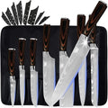XYJ Culinary Knife Set with Carry Bag&Whetstone Stainless Steel Santoku Slicing Nakiri Knives Japanese Chef Knife Set Sharp Laser Etched Blade Ergonomics Handle Home & Garden > Kitchen & Dining > Kitchen Tools & Utensils > Kitchen Knives XYJ Coffee 8 in 1 