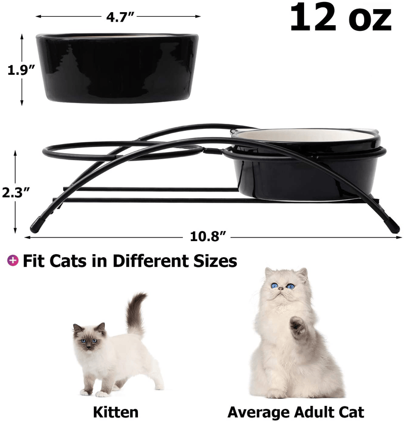 Y YHY Cat Bowls Elevated,Raised Cat Bowls for Food and Water,Ceramic Pet Food Bowls for Cats or Small Dogs,Cute Cat Dishes,12 Ounces,Dishwasher Safe Animals & Pet Supplies > Pet Supplies > Cat Supplies Y YHY   