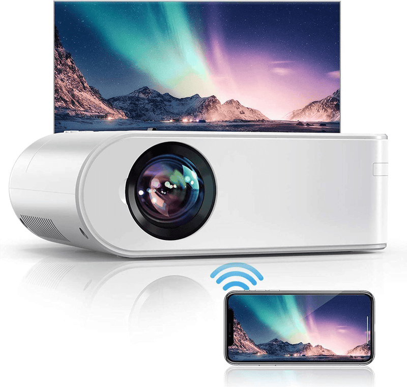 YABER V2 WiFi Mini Projector 7000L [Projector Screen Included] Full HD 1080P and 200" Supported, Portable Wireless Mirroring Projector for iOS/Android/TV Stick/PS4/PC Home & Outdoor (White) Electronics > Video > Projectors YABER   