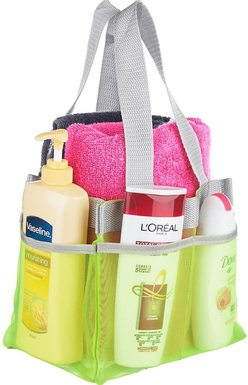 Yaelodesign Shower Caddy Portable Bathroom Mesh Tote Organizer with 7 Storage Compartments Green Sporting Goods > Outdoor Recreation > Camping & Hiking > Portable Toilets & Showers YaeloDesign   