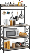 Yaheetech 4-Tier Bakers Rack for Kitchen with Storage and Hooks, Microwave Oven Stand Kitchen Baker'S Rack for Dining Room, Wood Kitchen Rack with Utility Storage Shelf, 36.5 X 13.5 X 63 In, Gray Home & Garden > Kitchen & Dining > Food Storage Yaheetech Grey  