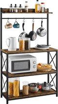 Yaheetech 4-Tier Bakers Rack for Kitchen with Storage and Hooks, Microwave Oven Stand Kitchen Baker'S Rack for Dining Room, Wood Kitchen Rack with Utility Storage Shelf, 36.5 X 13.5 X 63 In, Gray Home & Garden > Kitchen & Dining > Food Storage Yaheetech Rustic Brown  