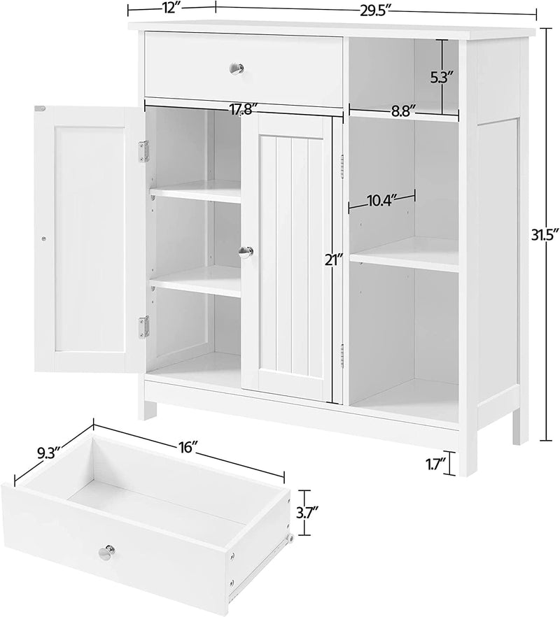 Yaheetech Bathroom Floor Cabinet, Kitchen Freestanding Storage Organizer, Large Side Cabinet with Doors, Drawer & Adjustable Shelves for Living Room, Entryway, White Home & Garden > Household Supplies > Storage & Organization Yaheetech   