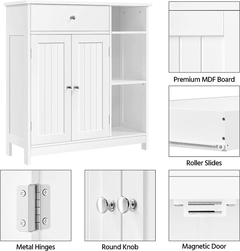 Yaheetech Bathroom Floor Cabinet, Kitchen Freestanding Storage Organizer, Large Side Cabinet with Doors, Drawer & Adjustable Shelves for Living Room, Entryway, White Home & Garden > Household Supplies > Storage & Organization Yaheetech   