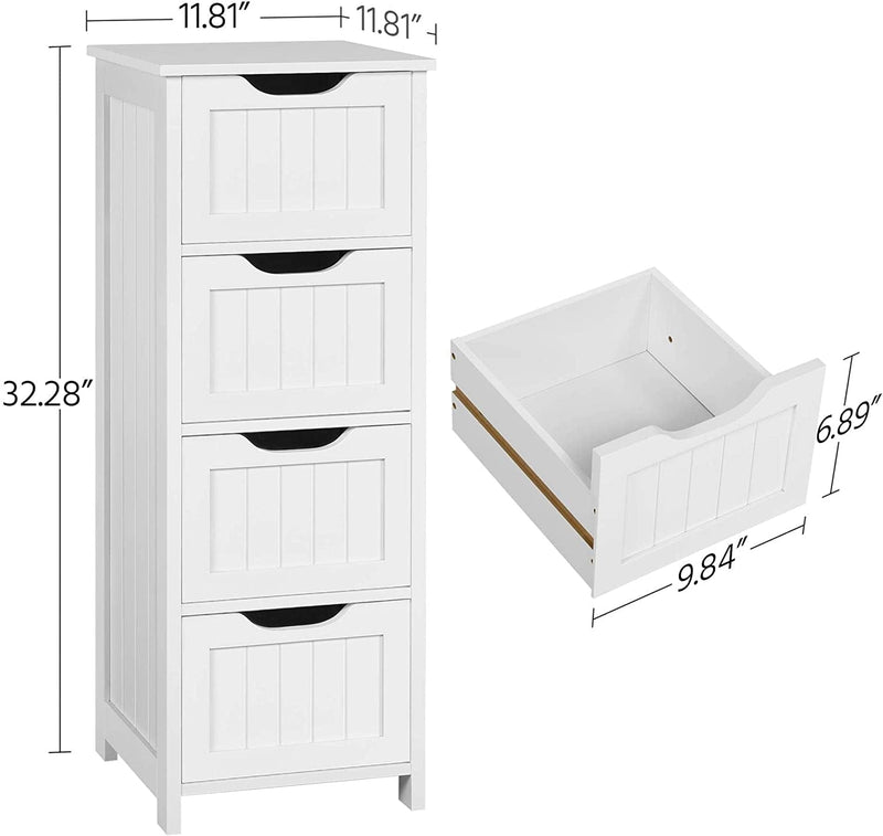 Yaheetech Bathroom Storage Cabinet with 4 Drawers, Wooden Cabinet Free-Standing Organizer Unit, Side Table, Bathroom Accent Furniture, White Home & Garden > Household Supplies > Storage & Organization Yaheetech   