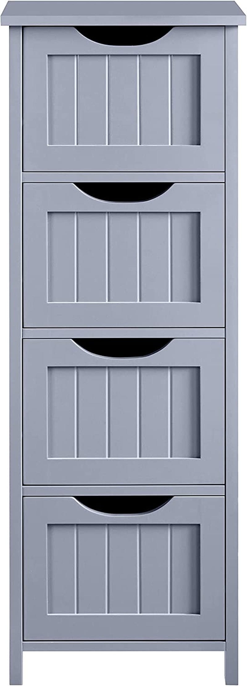 Yaheetech Bathroom Storage Cabinet with 4 Drawers, Wooden Cabinet Free-Standing Organizer Unit, Side Table, Bathroom Accent Furniture, White Home & Garden > Household Supplies > Storage & Organization Yaheetech Grey  