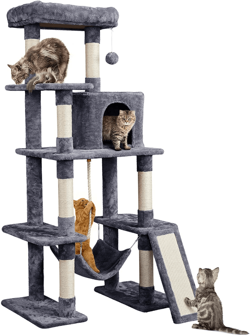 Yaheetech Cat Tree Cat Tower, 63 Inches Multi-Level Cat Tree for Indoor Cats, Tall Cat Tree with Sisal-Covered Scratching Posts & Condo, Cat Furniture Activity Center for Cats Kitten Animals & Pet Supplies > Pet Supplies > Cat Supplies > Cat Beds Yaheetech Dark Gray  