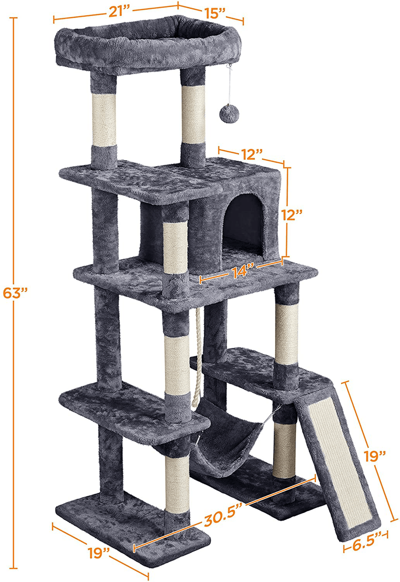 Yaheetech Cat Tree Cat Tower, 63 Inches Multi-Level Cat Tree for Indoor Cats, Tall Cat Tree with Sisal-Covered Scratching Posts & Condo, Cat Furniture Activity Center for Cats Kitten Animals & Pet Supplies > Pet Supplies > Cat Supplies > Cat Beds Yaheetech   