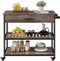 Yaheetech Kitchen Island on Wheels with Storage Drawer & Shelves, 3-Tier Utility Kitchen Cart with Towel Rack & Lockable Wheels for Dining Room, 40 X 20 X 36 Inches, Rustic Brown Home & Garden > Kitchen & Dining > Food Storage Yaheetech Taupe Wood  