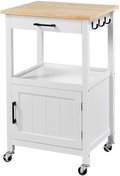 Yaheetech Rolling Kitchen Island with Single Door Cabinet and Storage Shelf, Kitchen Cart with Drawer on Swivel Wheels for Dinning Room/Living Room, L22Xw18Xh35 Home & Garden > Kitchen & Dining > Food Storage Yaheetech White  