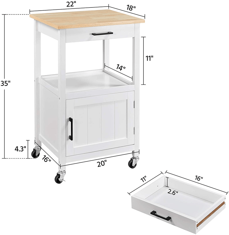 Yaheetech Rolling Kitchen Island with Single Door Cabinet and Storage Shelf, Kitchen Cart with Drawer on Swivel Wheels for Dinning Room/Living Room, L22Xw18Xh35 Home & Garden > Kitchen & Dining > Food Storage Yaheetech   