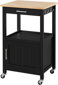 Yaheetech Rolling Kitchen Island with Single Door Cabinet and Storage Shelf, Kitchen Cart with Drawer on Swivel Wheels for Dinning Room/Living Room, L22Xw18Xh35 Home & Garden > Kitchen & Dining > Food Storage Yaheetech Black  
