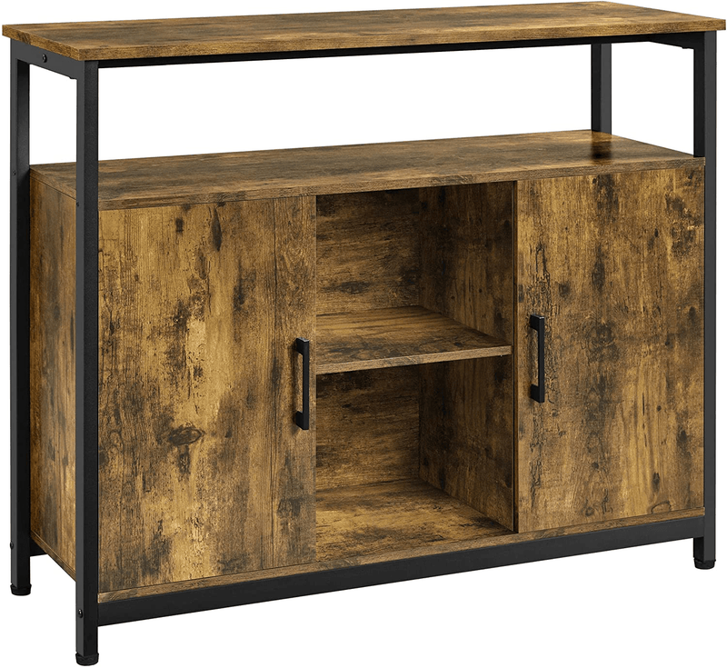 Yaheetech Sideboard, Kitchen Buffet Table, Storage Cabinet, Console Table with Two Doors and Adjustable Shelves for Kitchen, Dining Living Room Entryway, Industrial Style, Rustic Brown Home & Garden > Kitchen & Dining > Food Storage Yaheetech Rustic Brown  