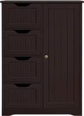 Yaheetech Wooden Bathroom Floor Cabinet, Side Storage Organizer Cabinet with 4 Drawers and 1 Cupboard, Freestanding Entryway Storage Unit Console Table, Home Decor Furniture, Brown Home & Garden > Household Supplies > Storage & Organization Yaheetech Brown  