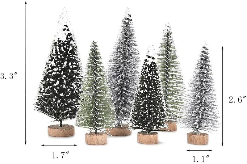 Yahpetes Miniature Christmas Tree 6 Pcs Pine Trees Sisal Trees Snow Frost Ornaments with Wooden Bases for Miniature Scenes, Christmas Crafting and Designing, Mixed Size Home & Garden > Decor > Seasonal & Holiday Decorations > Christmas Tree Stands Yahpetes   