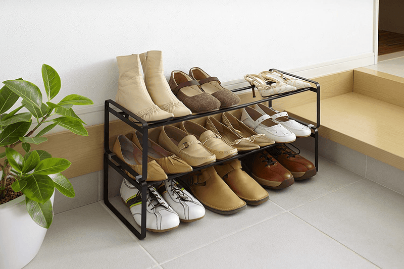 Yamazaki Home Adjustable Shoe Rack-Spacesaving Storage Solution, One Size, Black Furniture > Cabinets & Storage > Armoires & Wardrobes Yamazaki Home   