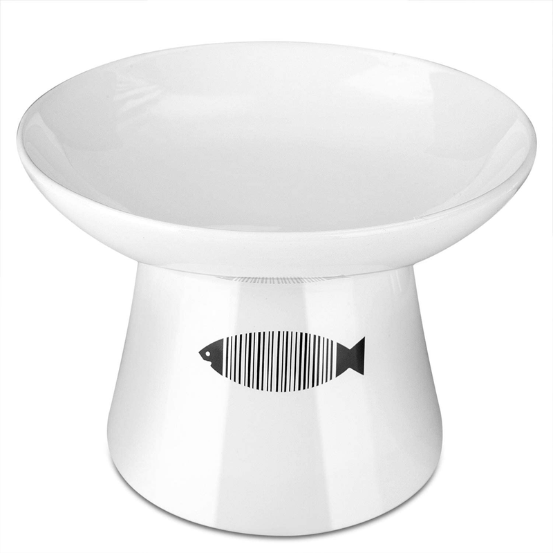 Yangbaga Cat Raised Food/Water Bowl for Elder Big Cats, Non-Skid 4.8x6.4in Premium Ceramic Cat Bowls with Stand, Sturdy and Anti-Fall… Animals & Pet Supplies > Pet Supplies > Cat Supplies Yangbaga White  