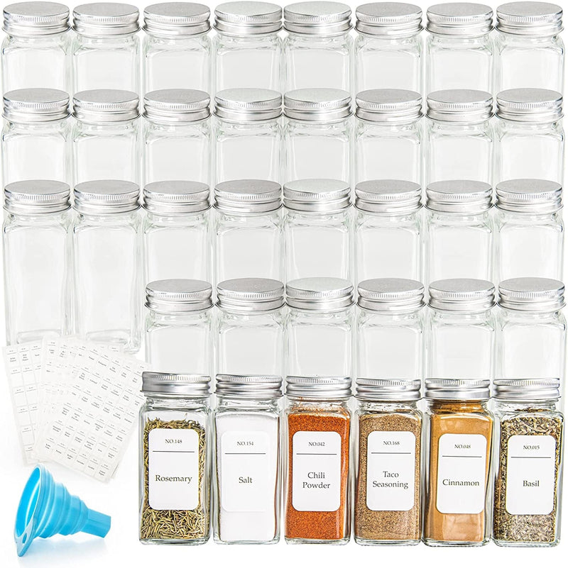 YANGNAY 36Pcs Glass Spice Jars with Label - 4 Oz Empty Square Seasoning Containers with Shaker Lids, Thick Spice Storage Bottles for Drawer, Cabinet Home & Garden > Decor > Decorative Jars YANGNAY   