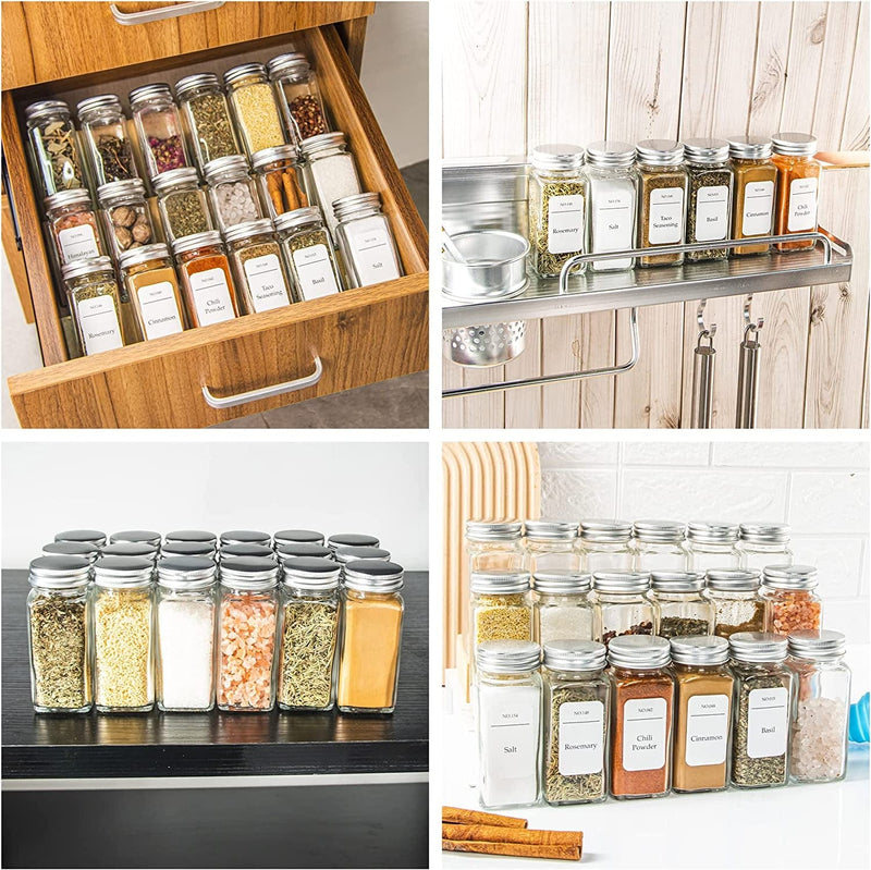 YANGNAY 36Pcs Glass Spice Jars with Label - 4 Oz Empty Square Seasoning Containers with Shaker Lids, Thick Spice Storage Bottles for Drawer, Cabinet Home & Garden > Decor > Decorative Jars YANGNAY   