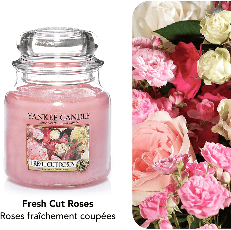 Yankee Candle Fresh Cut Roses Medium Jar Candle, Pink Home & Garden > Decor > Home Fragrances > Candles Yankee Candle   