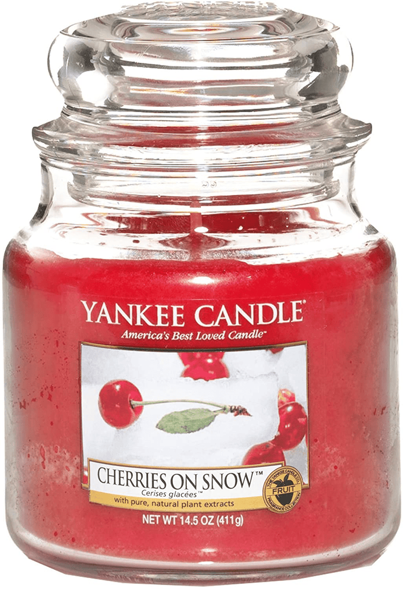 Yankee Candle Large Jar 2 Wick Cherries on Snow Scented Tumbler Premium Grade Candle Wax with up to 110 Hour Burn Time
