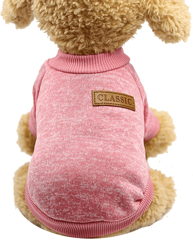 YAODHAOD Dog Sweater Winter Pet Dog Clothes Knitwear Soft Thickening Warm Pup Dogs Sweatshirt Coat for Small Dog Puppy Kitten Cat Animals & Pet Supplies > Pet Supplies > Cat Supplies > Cat Apparel YAODHAOD Pink XL 