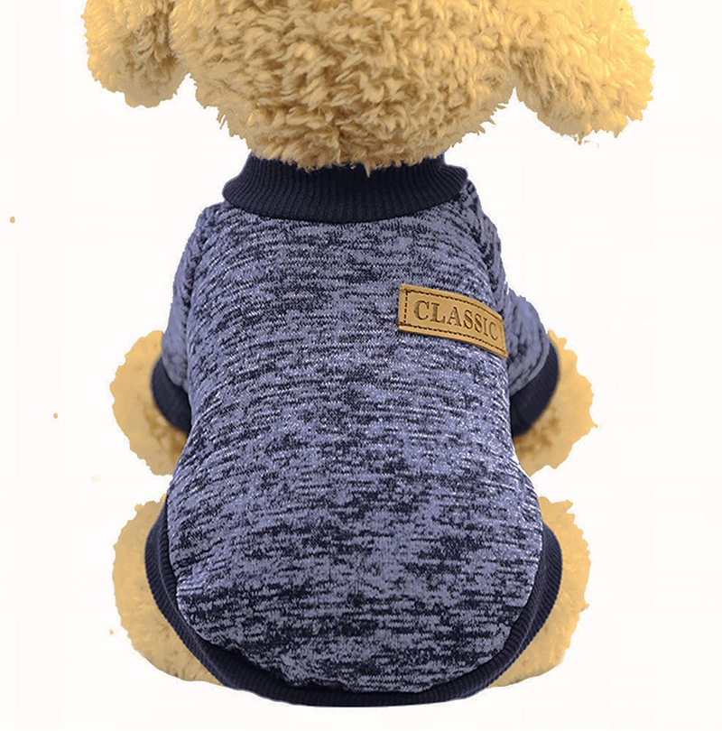 YAODHAOD Dog Sweater Winter Pet Dog Clothes Knitwear Soft Thickening Warm Pup Dogs Sweatshirt Coat for Small Dog Puppy Kitten Cat Animals & Pet Supplies > Pet Supplies > Cat Supplies > Cat Apparel YAODHAOD Blue XL 