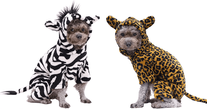 YAODHAOD Halloween Costumes for Dogs Dog Hoodie Zebra and Leopard Pet Costume Flannel Warm Coat Outfits Clothes for Small Medium Dogs Cats Halloween Cosplay Apparel（2 Pack） Animals & Pet Supplies > Pet Supplies > Cat Supplies > Cat Apparel YAODHAOD XX-Large  