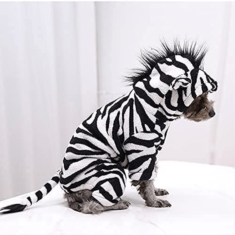 YAODHAOD Halloween Costumes for Dogs Dog Hoodie Zebra and Leopard Pet Costume Flannel Warm Coat Outfits Clothes for Small Medium Dogs Cats Halloween Cosplay Apparel（2 Pack） Animals & Pet Supplies > Pet Supplies > Cat Supplies > Cat Apparel YAODHAOD   