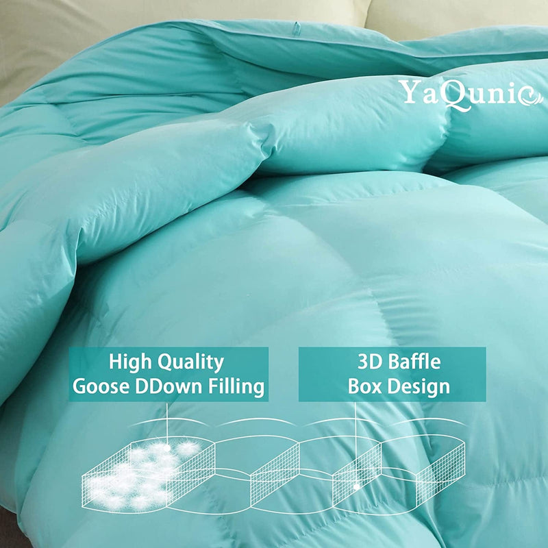 Yaqunie Goose down Comforter Calking Size All Season down Duvet Insert Cotton Shell Soft Aqua Bed Comforter with 8 Coner Tabs 108X98Inches Home & Garden > Linens & Bedding > Bedding > Quilts & Comforters YaQunie   