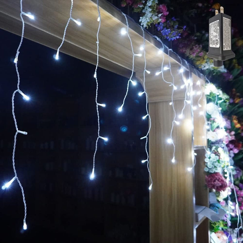 YASENN 300Led Icicle Style String Lights 29.5Ft,Update Connectable 8 Lighting Modes with Timer Icicle Lights for Home Garden Outdoor Indoor Eave Decor (Cool White LED White Cable) Home & Garden > Lighting > Light Ropes & Strings YASENN Cool White LED White Cable 29.5FT white cable icicle 