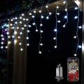 YASENN 300Led Icicle Style String Lights 29.5Ft,Update Connectable 8 Lighting Modes with Timer Icicle Lights for Home Garden Outdoor Indoor Eave Decor (Cool White LED White Cable) Home & Garden > Lighting > Light Ropes & Strings YASENN Cool White LED APP Controlled 29.5FT white cable icicle 
