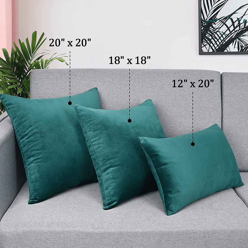 Yastouay 2 Pack Throw Pillow Covers, Teal Decorative Pillow Covers, Solid Sofa Pillows, Soft Velvet Pillow Case, Square Accent Cushion Covers for Sofa Couch Bed Chair, 18 X 18 Inches Home & Garden > Decor > Chair & Sofa Cushions Yastouay   