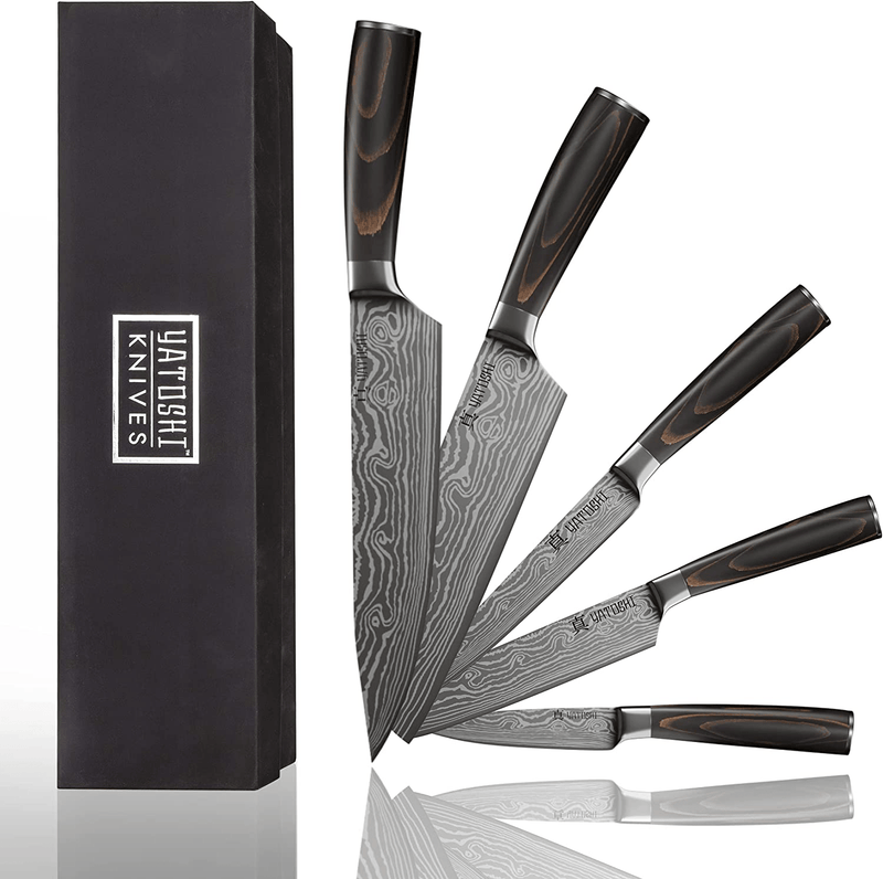 Yatoshi 5 Knife Set - Pro Kitchen Knife Set Ultra Sharp High Carbon Stainless Steel with Ergonomic Handle Home & Garden > Kitchen & Dining > Kitchen Tools & Utensils > Kitchen Knives Yatoshi Knives 5 Knife Set  