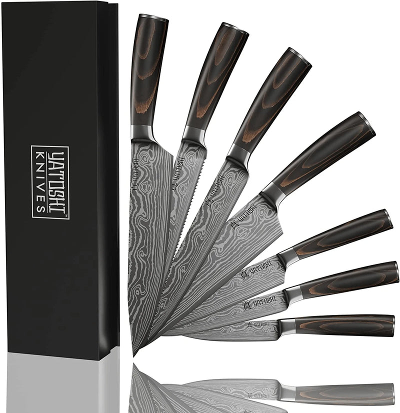 Yatoshi 5 Knife Set - Pro Kitchen Knife Set Ultra Sharp High Carbon Stainless Steel with Ergonomic Handle Home & Garden > Kitchen & Dining > Kitchen Tools & Utensils > Kitchen Knives Yatoshi Knives 7 Knife Set  
